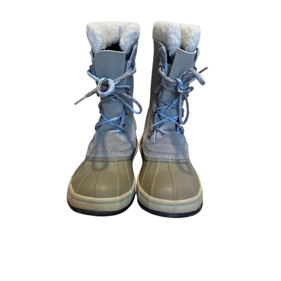 LL Bean Womens Gray and Blue Upper Suede Lace Up Snow Boots Felt Lined 8M - Picture 1 of 10
